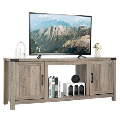 Farmhouse TV Stand with Storage Cabinets and Fireplace Space for TVs up to 70 Inches