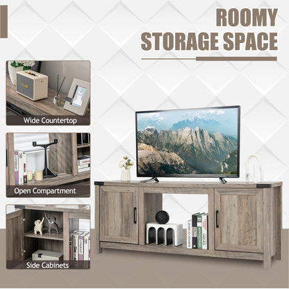 Farmhouse TV Stand with Storage Cabinets and Fireplace Space for TVs up to 70 Inches