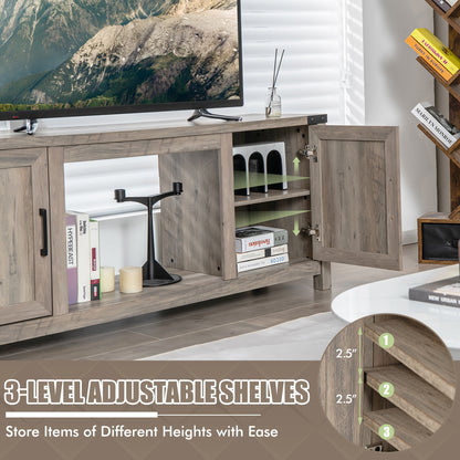 Farmhouse TV Stand with Storage Cabinets and Fireplace Space for TVs up to 70 Inches