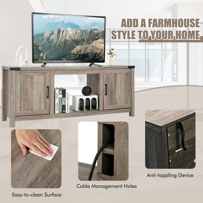 Farmhouse TV Stand with Storage Cabinets and Fireplace Space for TVs up to 70 Inches