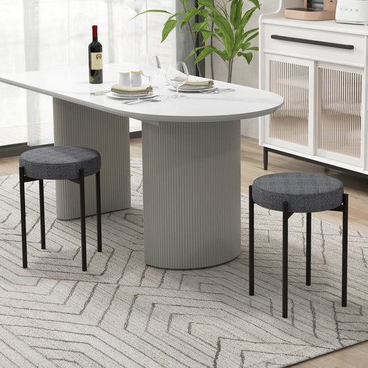 Set of 4 Upholstered Bar Stools with Linen Seats and Non-Slip Foot Pads, Dark Grey