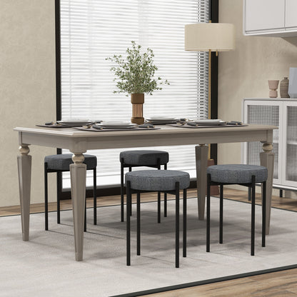 Set of 4 Upholstered Bar Stools with Linen Seats and Non-Slip Foot Pads, Dark Grey