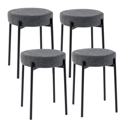 Set of 4 Upholstered Bar Stools with Linen Seats and Non-Slip Foot Pads, Dark Grey