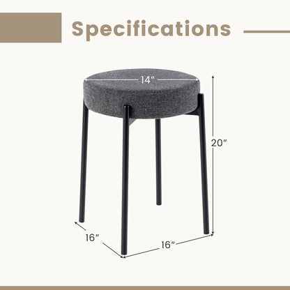 Set of 4 Upholstered Bar Stools with Linen Seats and Non-Slip Foot Pads, Dark Grey