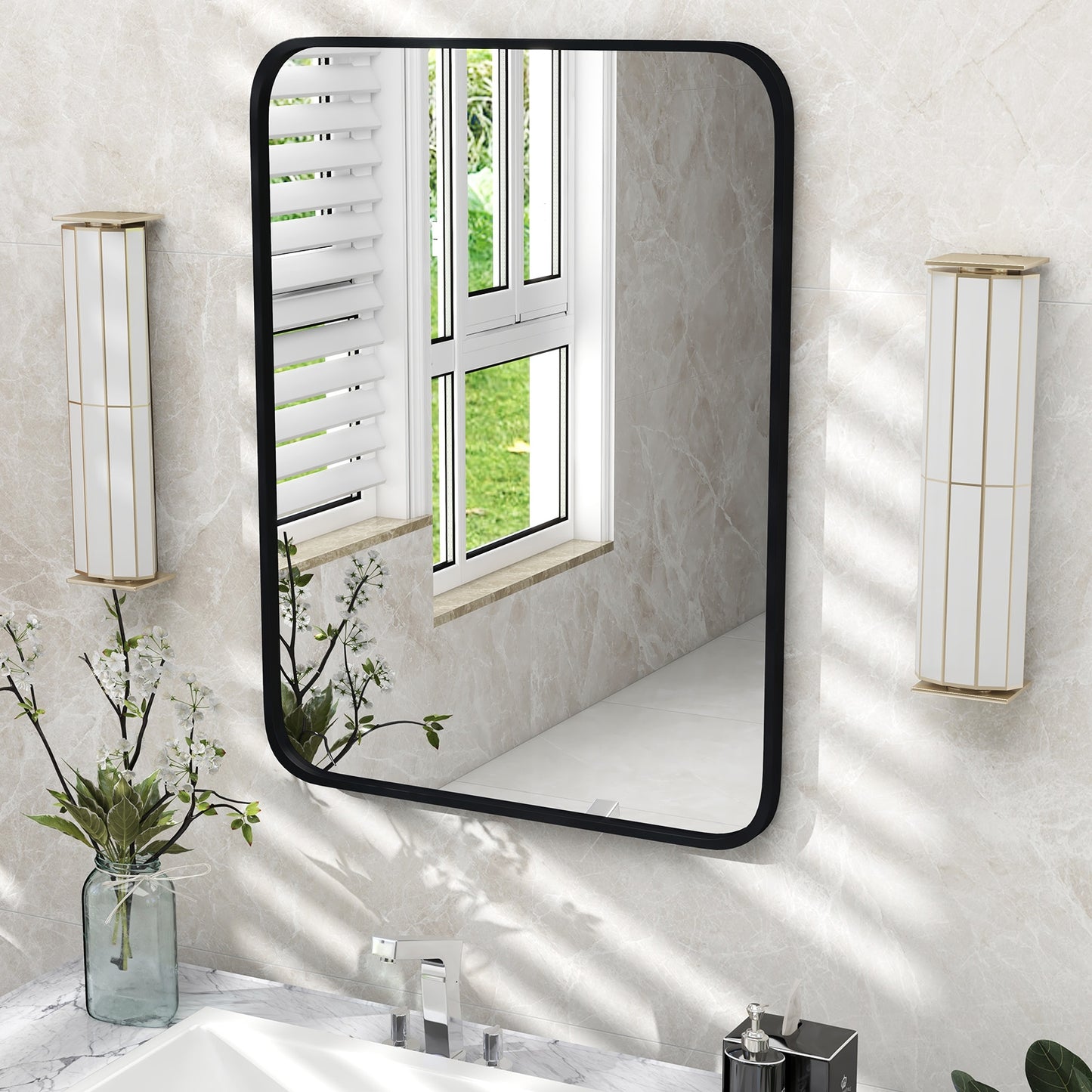 24 x 32 Inch Rectangular Wall Mirror with Minimalist Design
