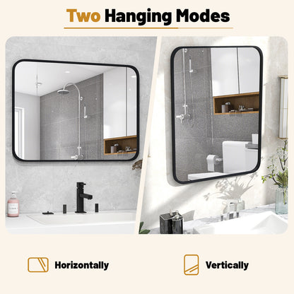 24 x 32 Inch Rectangular Wall Mirror with Minimalist Design