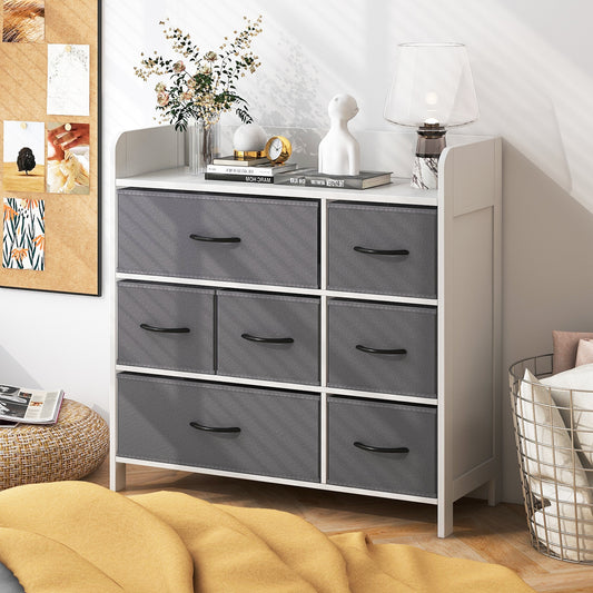 7 Drawer Fabric Dresser with Wood Top and Metal Frame for Bedroom Entryway or Closet Storage