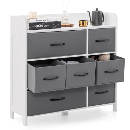 7 Drawer Fabric Dresser with Wood Top and Metal Frame for Bedroom Entryway or Closet Storage