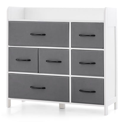 7 Drawer Fabric Dresser with Wood Top and Metal Frame for Bedroom Entryway or Closet Storage