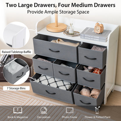 7 Drawer Fabric Dresser with Wood Top and Metal Frame for Bedroom Entryway or Closet Storage