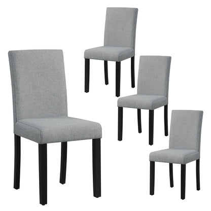 Set of 4 Upholstered Dining Chairs with Wood Frame in Grey Linen Fabric