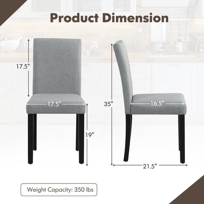 Set of 4 Upholstered Dining Chairs with Wood Frame in Grey Linen Fabric