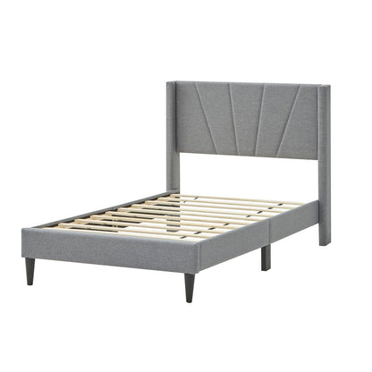 Elegant Linen Upholstered Wingback Bed Frame - Twin Size