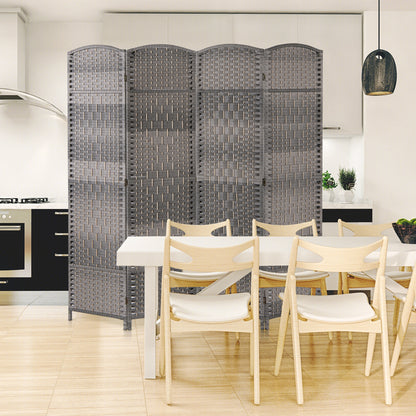 4 Panel Hand-Woven Folding Privacy Screen for Home Office and Living Room