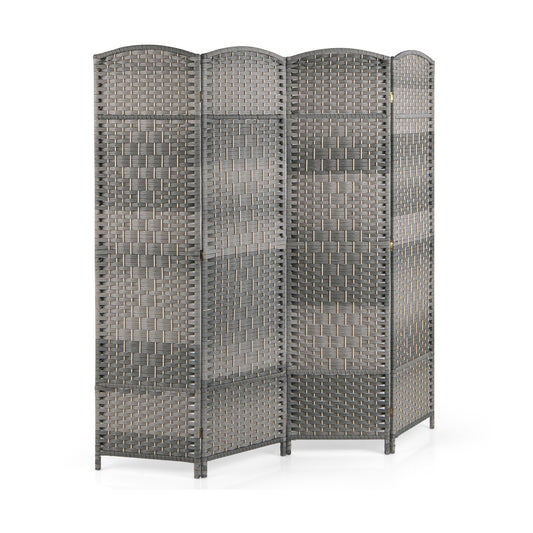 4 Panel Hand-Woven Folding Privacy Screen for Home Office and Living Room