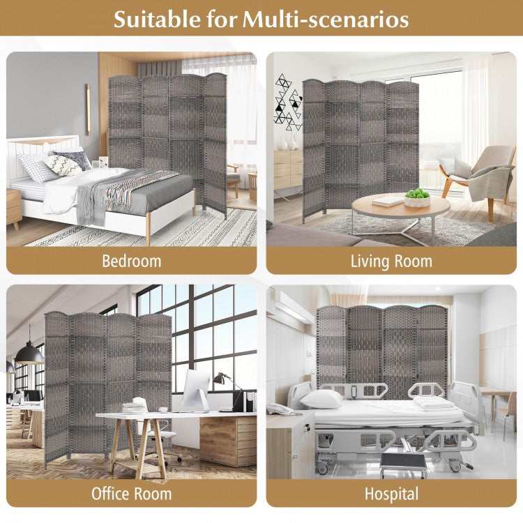 4 Panel Hand-Woven Folding Privacy Screen for Home Office and Living Room