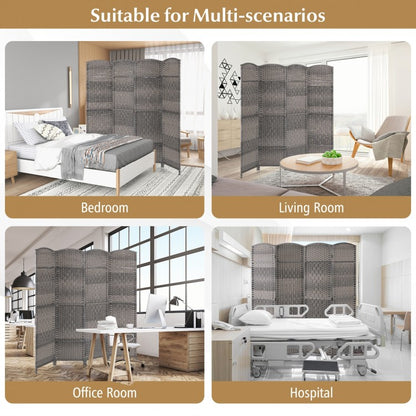 4 Panel Hand-Woven Folding Privacy Screen for Home Office and Living Room