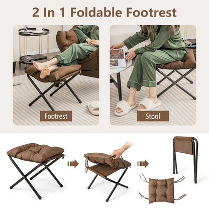 Comfortable Sofa Chair with Footrest and Convenient Side Pocket - Brown