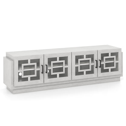 Spacious 4 Door Media Console with Adjustable Shelves for TVs up to 75 Inches