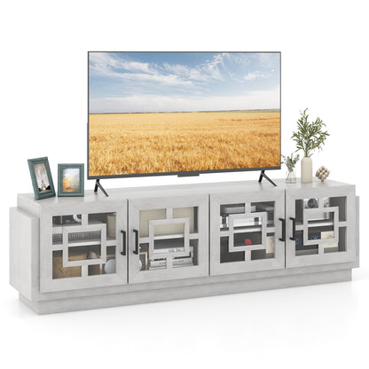 Spacious 4 Door Media Console with Adjustable Shelves for TVs up to 75 Inches