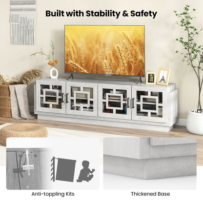 Spacious 4 Door Media Console with Adjustable Shelves for TVs up to 75 Inches