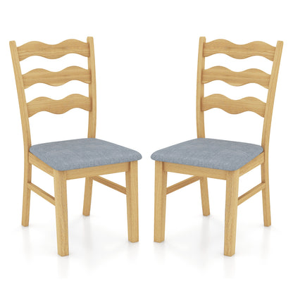 Elegant Linen Fabric Upholstered Dining Chairs with Padded Seat – Set of 2
