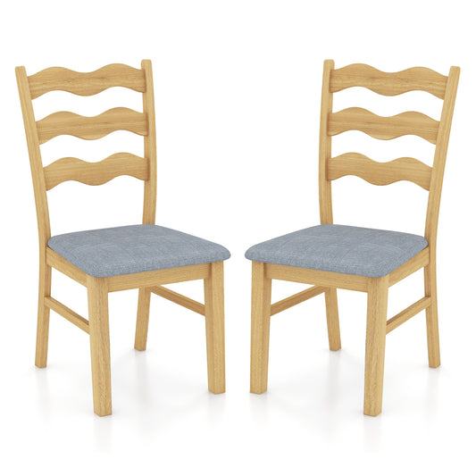 Elegant Linen Fabric Upholstered Dining Chairs with Padded Seat – Set of 2