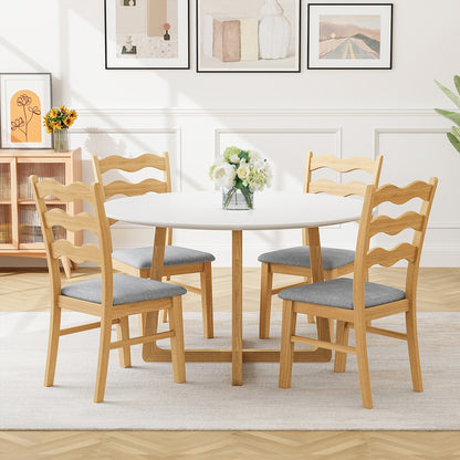 Elegant Linen Fabric Upholstered Dining Chairs with Padded Seat – Set of 2