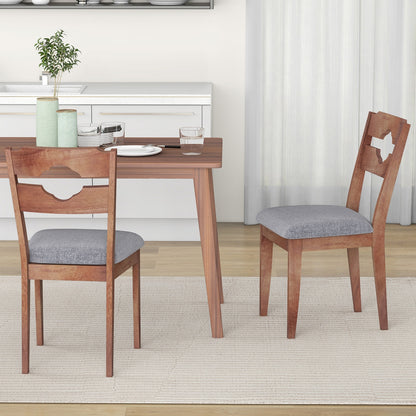 Elegant Dining Chair Set of 2 with High Backrest and Padded Fabric Seat