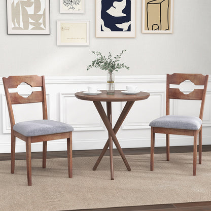 Elegant Dining Chair Set of 2 with High Backrest and Padded Fabric Seat