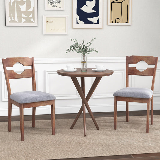 Elegant Dining Chair Set of 2 with High Backrest and Padded Fabric Seat