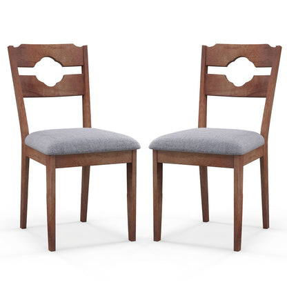 Elegant Dining Chair Set of 2 with High Backrest and Padded Fabric Seat