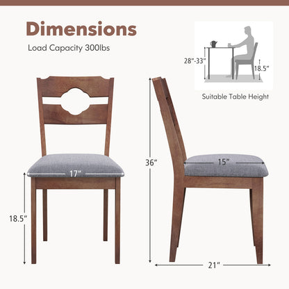 Elegant Dining Chair Set of 2 with High Backrest and Padded Fabric Seat