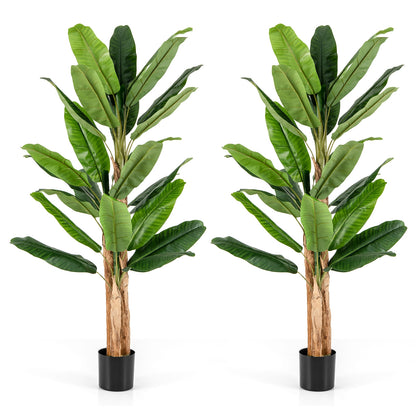 Elegant 5.5/6.5 Feet Artificial Banana Tree – Vibrant Green Leaves & Sturdy Natural Bark Design