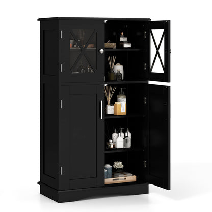 5 Tier Freestanding Storage Cabinet with 4 Doors & Adjustable Shelves