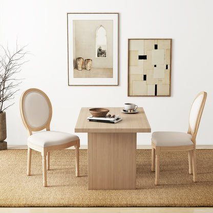 French Dining Chair Set of 2 with Rubber Wood Frame and Round Backrest