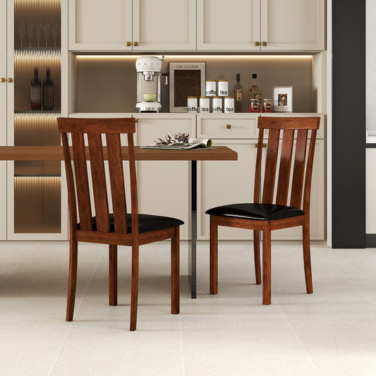 PU Leather Dining Chairs with Solid Rubber Wood Frame Set of 2