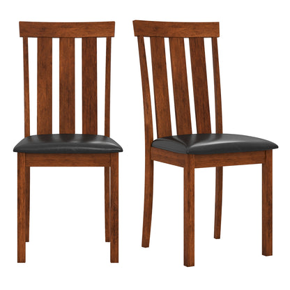 PU Leather Dining Chairs with Solid Rubber Wood Frame Set of 2