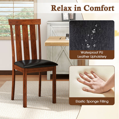 PU Leather Dining Chairs with Solid Rubber Wood Frame Set of 2