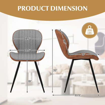Modern Armless Dining Chairs with Curved Backrest and Stylish Upholstery Set of 2