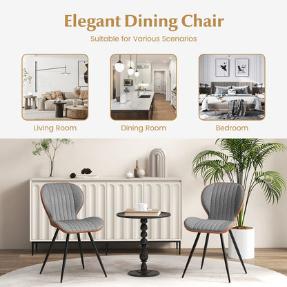 Modern Armless Dining Chairs with Curved Backrest and Stylish Upholstery Set of 2