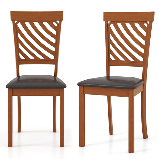 Dining Chairs with Rubber Wood Legs and Ergonomic Curved Backrest, Set of 2
