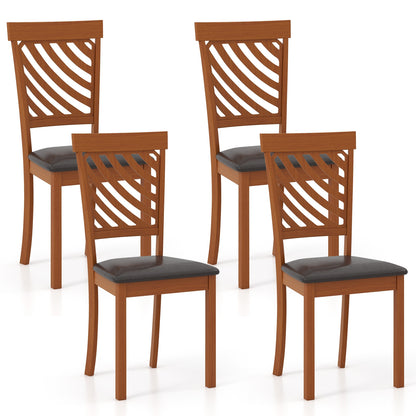 Dining Chairs with Rubber Wood Legs and Ergonomic Curved Backrest, Set of 2