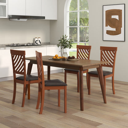Dining Chairs with Rubber Wood Legs and Ergonomic Curved Backrest, Set of 2