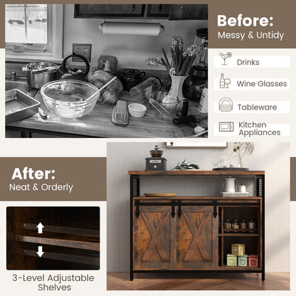 Before and after comparison of a kitchen with a cabinet and organized items.