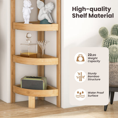 4 Tier Bamboo Corner Shelf Freestanding Storage Organizer for Bathroom & Home