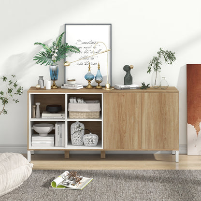 Modern 63" Storage Sideboard with Push-to-Open Cabinets and Adjustable Shelves for Kitchen or Dining Room
