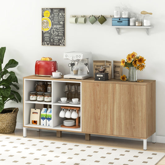 Modern 63" Storage Sideboard with Push-to-Open Cabinets and Adjustable Shelves for Kitchen or Dining Room