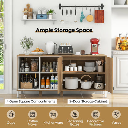 Modern 63" Storage Sideboard with Push-to-Open Cabinets and Adjustable Shelves for Kitchen or Dining Room