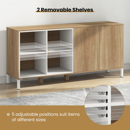 Modern 63" Storage Sideboard with Push-to-Open Cabinets and Adjustable Shelves for Kitchen or Dining Room